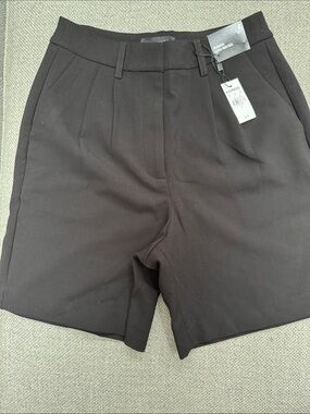 Express Women’s High-Waisted Black Flat-pleat  Shorts